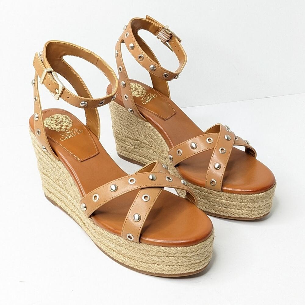 Vince Camuto Feegella Espadrille Wedge Sandals, Golden Walnut, Women's 9